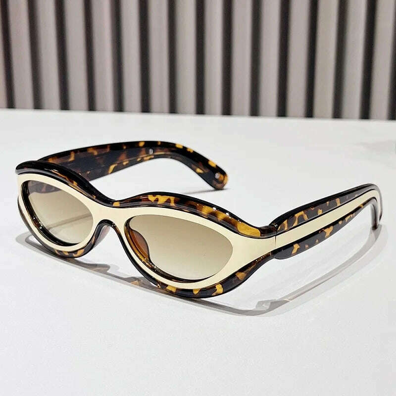 KIMLUD, 2024 New Fashion Oval Cat Eye Sunglasses Women Men Leopard Black Frame PC Lens Vintage Brand Designer Casual Sun Protect UV400, C3 / Other, KIMLUD APPAREL - Womens Clothes