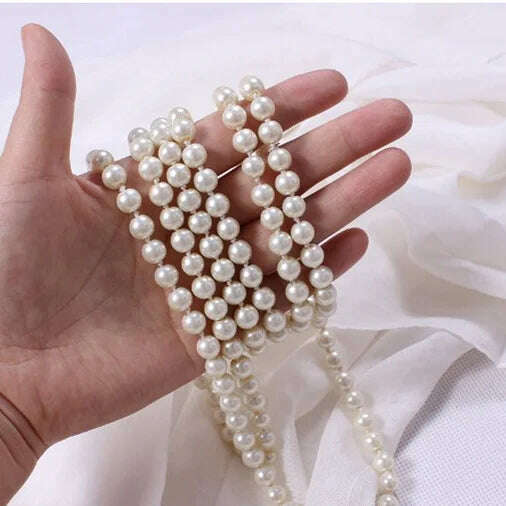 KIMLUD, 2024 New Fashion Women Jewelry Pearl Bead Necklace Long Sweater Chain Necklace For Women Dress Accessories Gift For Girl Mother, KIMLUD Womens Clothes