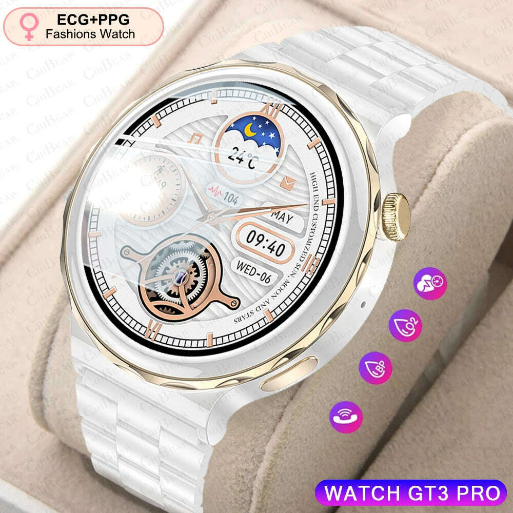 2024 New Fashion Women Smart Watch Heart Rate GPS Sport Fitness Watch Waterproof Voice Call AMOLED Smart Watch For Android IOS - KIMLUD