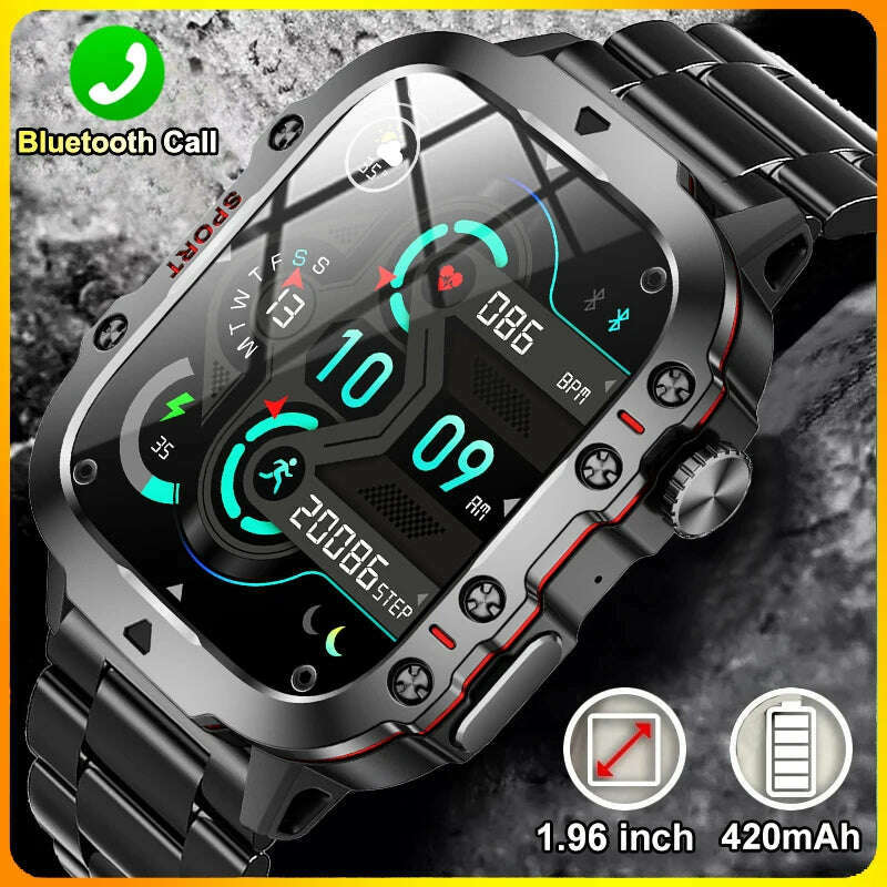 2024 New For Xiaomi Military Smart Watch Men IP68 5ATM Outdoor Sports Fitness Tracker 24H Health Monitor 1.96 inch Smartwatches - KIMLUD