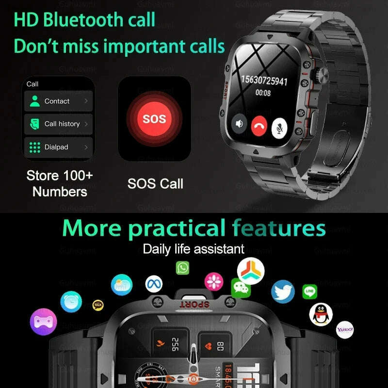 2024 New Full Touch Smart Watch Men For Android Xiaomi Blood Pressure Oxygen Fitness Watch 5 Atm Waterproof Military SmartWatch - KIMLUD