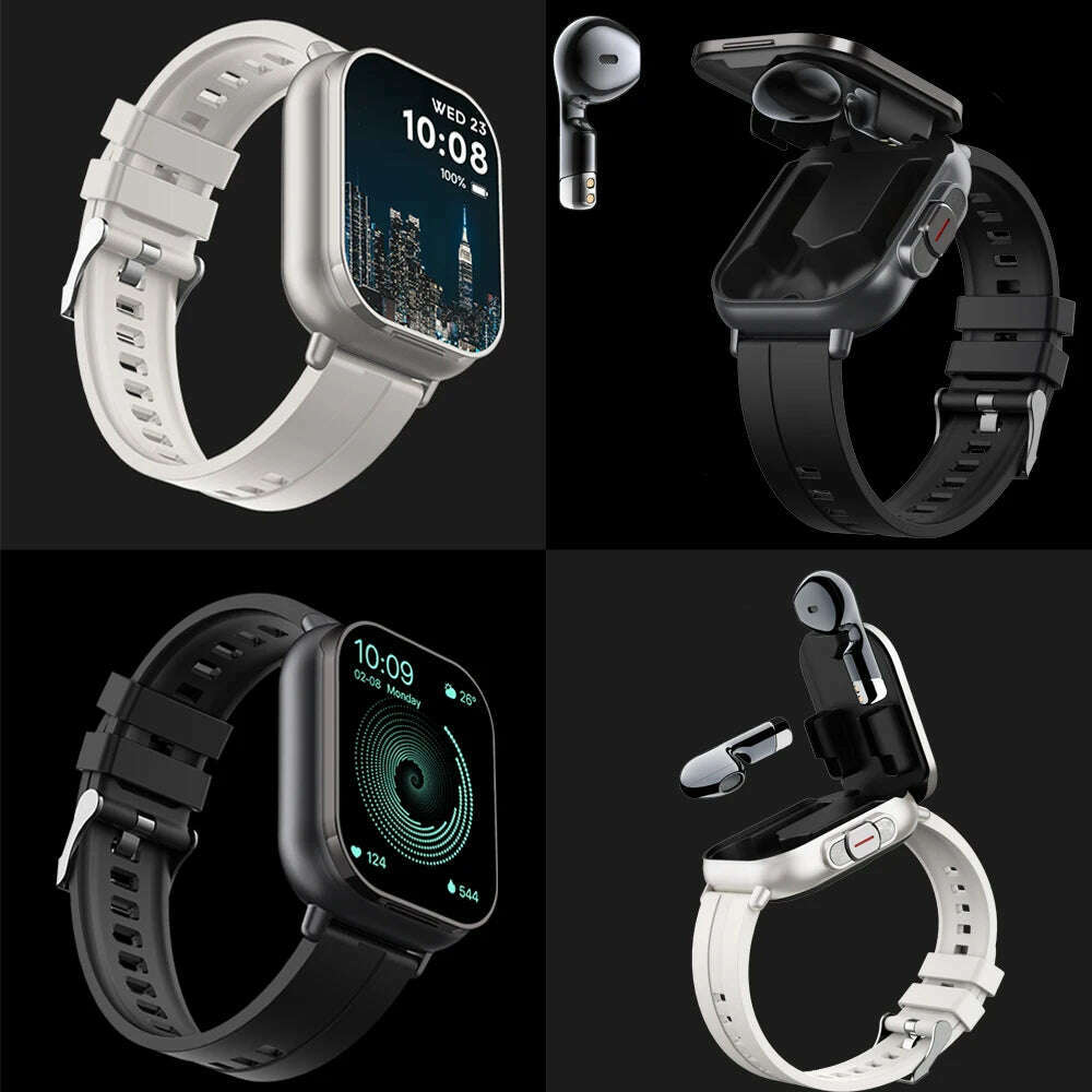 2024 NEW Headset Smart Watch TWS Two In One Wireless Bluetooth Dual Headset Call Health Blood Pressure Sport BT Music Smartwatch - KIMLUD