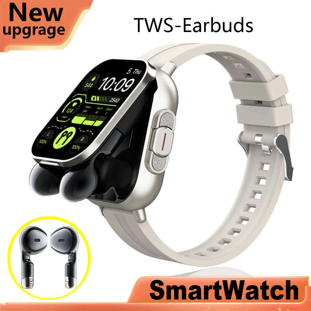 2024 NEW Headset Smart Watch TWS Two In One Wireless Bluetooth Dual Headset Call Health Blood Pressure Sport BT Music Smartwatch - KIMLUD