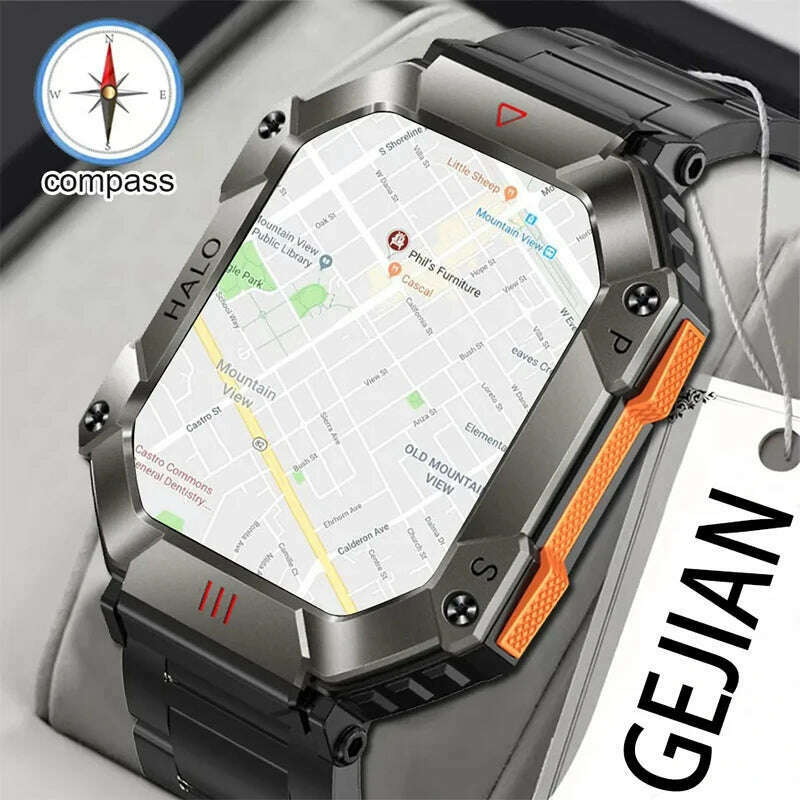 2024 New Men's Smart Watch Compass GPS Movement Track Smartwatch 650 mAh Large Battery Durable Military Smart Watches for Men - KIMLUD