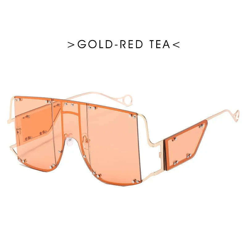 KIMLUD, 2024 New Metal Rivet Big Frame Oversized Square Sunglasses Women Luxury Brand Gradient Mirror Shades Retro Flat Top Sun Glasses, 8 / Other, KIMLUD APPAREL - Womens Clothes