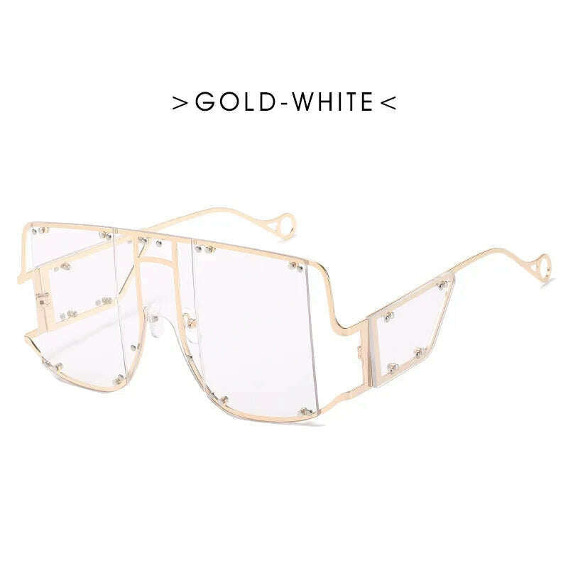 KIMLUD, 2024 New Metal Rivet Big Frame Oversized Square Sunglasses Women Luxury Brand Gradient Mirror Shades Retro Flat Top Sun Glasses, 9 / Other, KIMLUD APPAREL - Womens Clothes