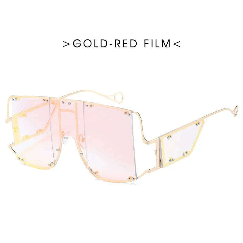 KIMLUD, 2024 New Metal Rivet Big Frame Oversized Square Sunglasses Women Luxury Brand Gradient Mirror Shades Retro Flat Top Sun Glasses, 10 / Other, KIMLUD APPAREL - Womens Clothes