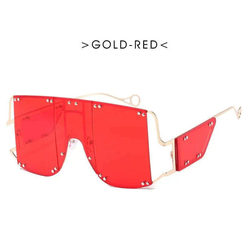 KIMLUD, 2024 New Metal Rivet Big Frame Oversized Square Sunglasses Women Luxury Brand Gradient Mirror Shades Retro Flat Top Sun Glasses, 2 / Other, KIMLUD APPAREL - Womens Clothes