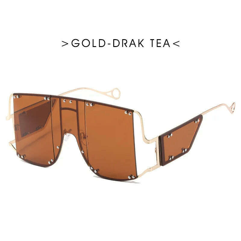 KIMLUD, 2024 New Metal Rivet Big Frame Oversized Square Sunglasses Women Luxury Brand Gradient Mirror Shades Retro Flat Top Sun Glasses, 3 / Other, KIMLUD APPAREL - Womens Clothes