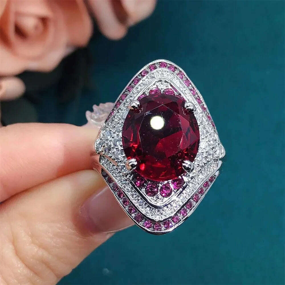 KIMLUD, 2024 New Red Corundum Ring Women's Super Large Zircon Light Luxury Fashion Party Jewelry Dove Egg Shiny  Wholesale, KIMLUD Womens Clothes