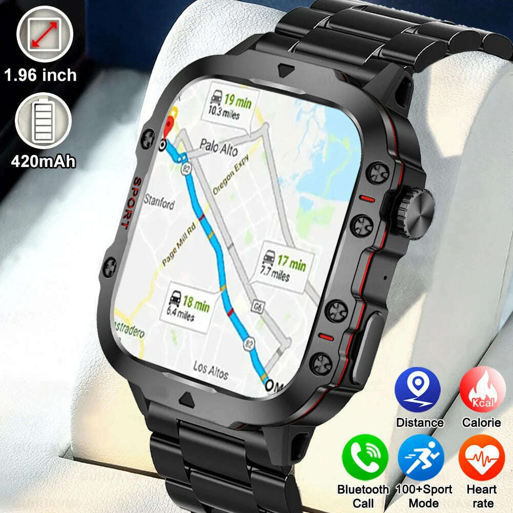 KIMLUD, 2024 New Rugged Military GPS Smart Watch Men AMOLED HD Screen Heart Rate Waterproof Outdoor SmartWatch Bluetooth Call For Xiaomi, KIMLUD Womens Clothes
