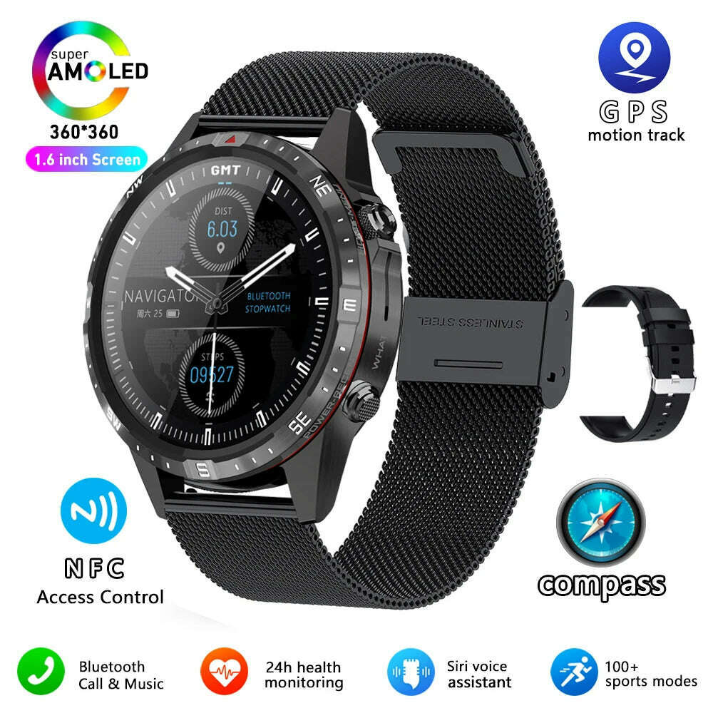 KIMLUD, 2024 NEW Smart Watch GT45 Men Bluetooth Call Outdoor Sports Voice Assistant Compass Health Monitoring Fitness Tracker Smartwatch, Silver / Outdoors Compass, KIMLUD Womens Clothes