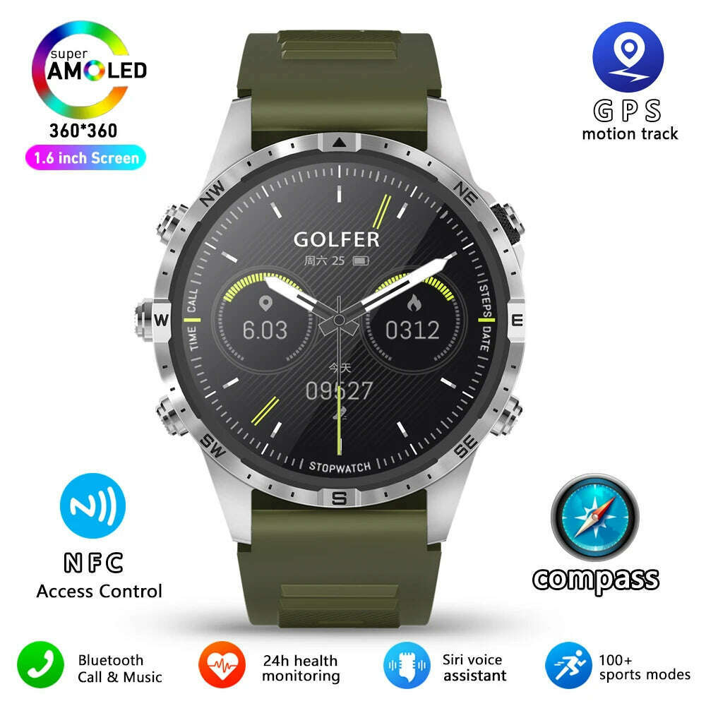 KIMLUD, 2024 NEW Smart Watch GT45 Men Bluetooth Call Outdoor Sports Voice Assistant Compass Health Monitoring Fitness Tracker Smartwatch, Silver shell / Outdoors Compass, KIMLUD Womens Clothes