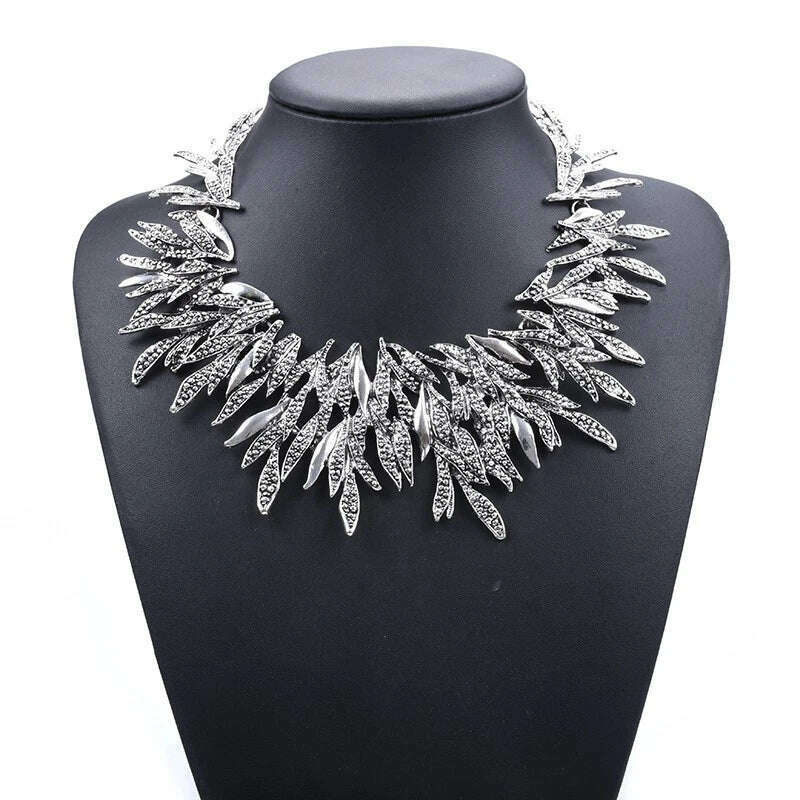 2024 New ZA Indian Boho Ethnic Retro Statement Large Collar Choker Necklace Women Fashion Maxi Vintage Long Necklace Jewelry - KIMLUD