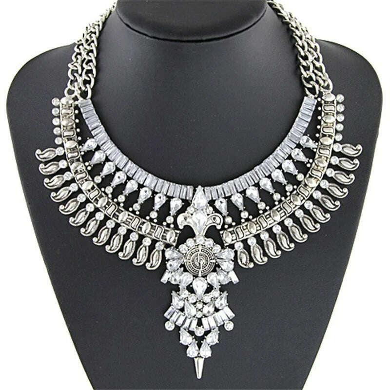 KIMLUD, 2024 New ZA Indian Boho Ethnic Retro Statement Large Collar Choker Necklace Women Fashion Maxi Vintage Long Necklace Jewelry, D, KIMLUD APPAREL - Womens Clothes