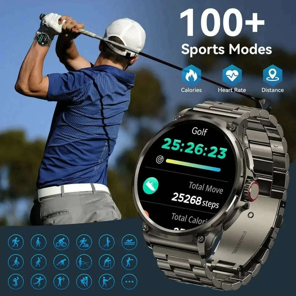 2024 New1.85Inch HD Bluetooth Call Smart Watch Men Sports Fitness Tracker Heart Monitor 710mAh Smartwatch For XIAOMI Android ios - KIMLUD