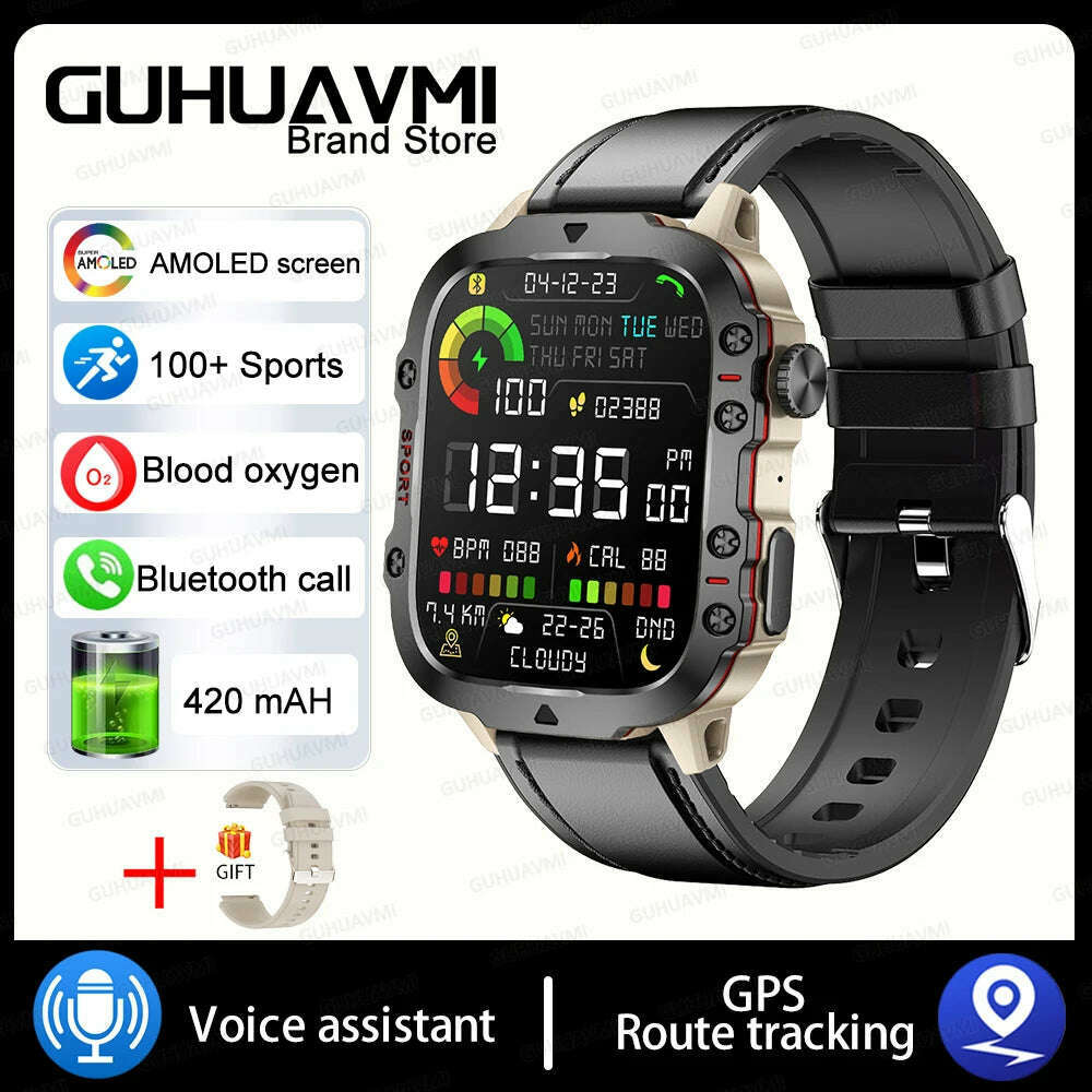 2024 Outdoor Military 3ATM Waterproof Smart Watch Men 420mAh Battery Heart Rate Sports Fitness Watches Bluetooth Call Smartwatch - KIMLUD