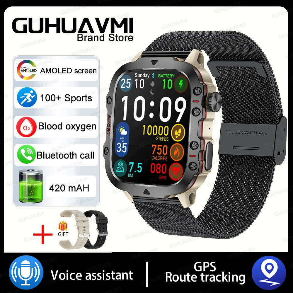 2024 Outdoor Military 3ATM Waterproof Smart Watch Men 420mAh Battery Heart Rate Sports Fitness Watches Bluetooth Call Smartwatch - KIMLUD