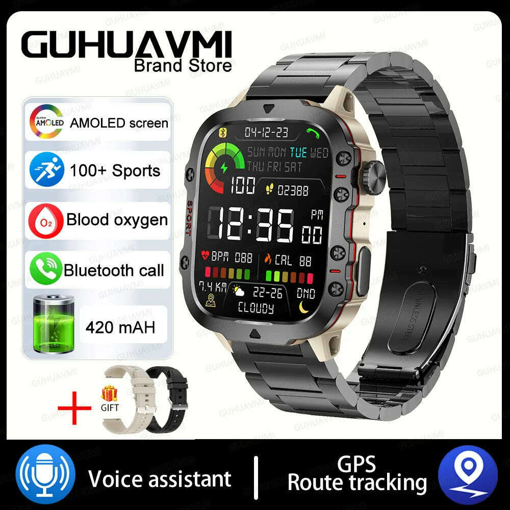 2024 Outdoor Military 3ATM Waterproof Smart Watch Men 420mAh Battery Heart Rate Sports Fitness Watches Bluetooth Call Smartwatch - KIMLUD