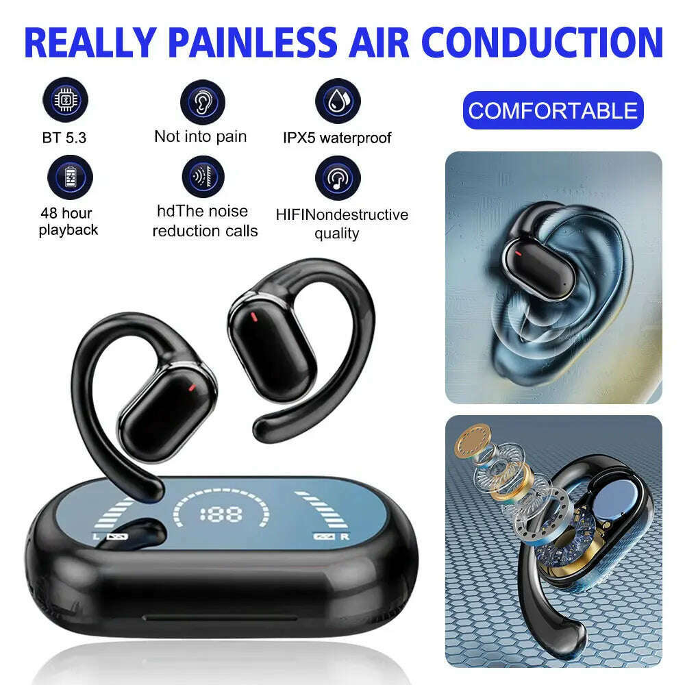 2024 OWS Earhook Earphones Bluetooth 5.3 Low Latency Gaming Sport Headset Waterproof HiFi Stereo Noise Reduction Earbuds - KIMLUD