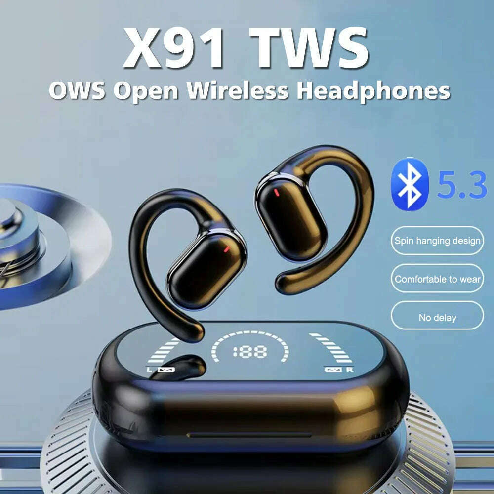 2024 OWS Earhook Earphones Bluetooth 5.3 Low Latency Gaming Sport Headset Waterproof HiFi Stereo Noise Reduction Earbuds - KIMLUD