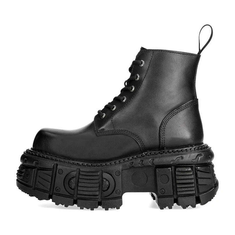 2024 Retro Rock Shoes Boots For Both Men And Women New Dark Punk Leather Shoes Metal Niche Top Platform Shoes For Women - KIMLUD