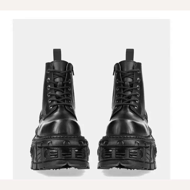 2024 Retro Rock Shoes Boots For Both Men And Women New Dark Punk Leather Shoes Metal Niche Top Platform Shoes For Women - KIMLUD