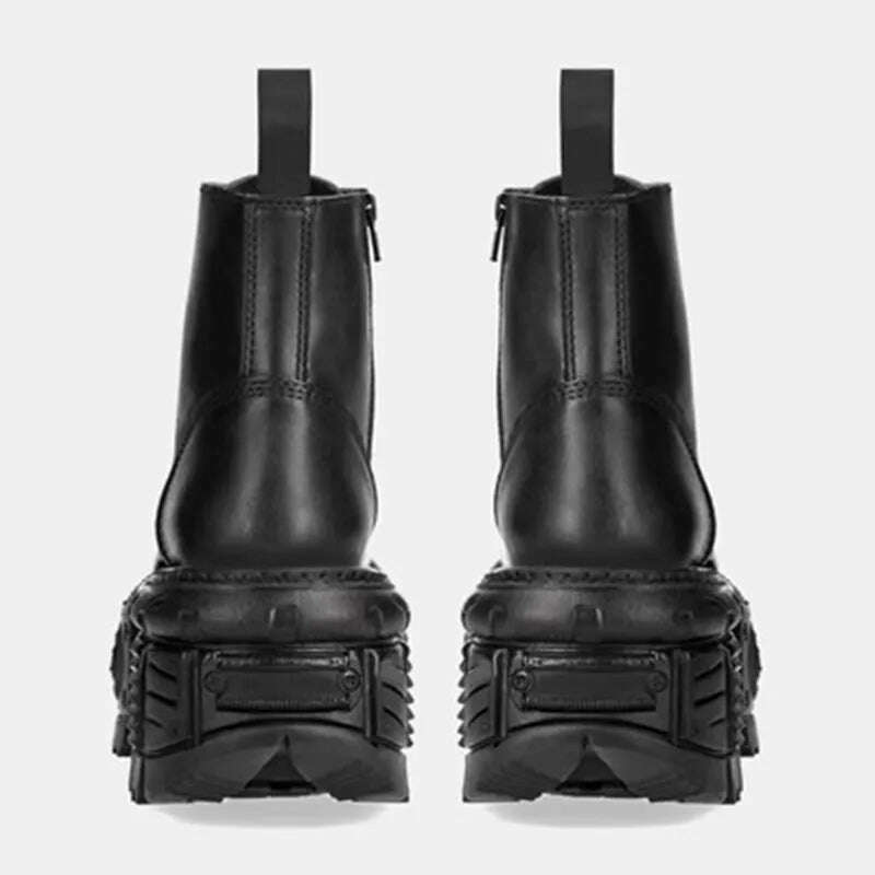 2024 Retro Rock Shoes Boots For Both Men And Women New Dark Punk Leather Shoes Metal Niche Top Platform Shoes For Women - KIMLUD