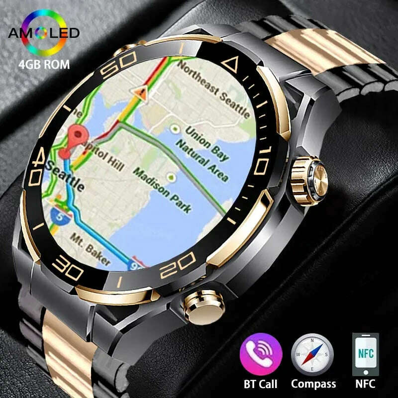 KIMLUD, 2024 Smart Watch Men 4GB ROM Bluetooth Call NFC IP68 Waterproof GPS Track AI Voice Assistant Women Smart Watch For Huawei Xiaomi, KIMLUD Womens Clothes