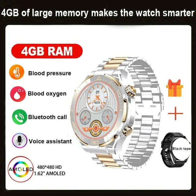 KIMLUD, 2024 Smart Watch Men 4GB ROM Bluetooth Call NFC IP68 Waterproof GPS Track AI Voice Assistant Women Smart Watch For Huawei Xiaomi, Silver steel belt / BT Call Watch / CHINA, KIMLUD Womens Clothes