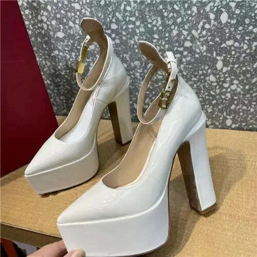 2024 Summer New Women's Shoes Fashion Sexy Thick High Heels Party Banquet Women's Stage Shoes Women's Wedding Shoes - KIMLUD