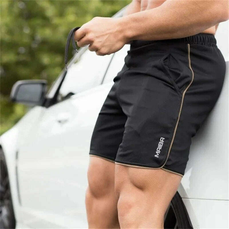 KIMLUD, 2024 Summer Sport Shorts Men Fitness Sweatpants bodybuilding Short Pants Mens Gym Quick Dry brand Jogging mesh men Shorts, Black yellow / XXL, KIMLUD Womens Clothes