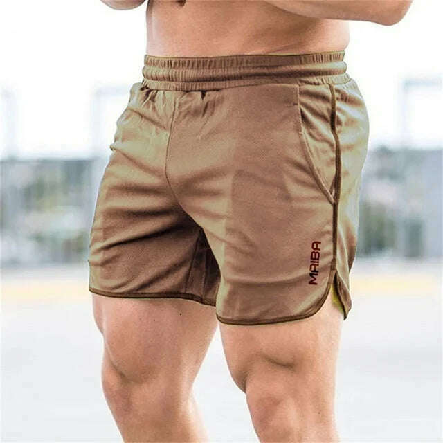 KIMLUD, 2024 Summer Sport Shorts Men Fitness Sweatpants bodybuilding Short Pants Mens Gym Quick Dry brand Jogging mesh men Shorts, Khaki / XXL, KIMLUD Womens Clothes