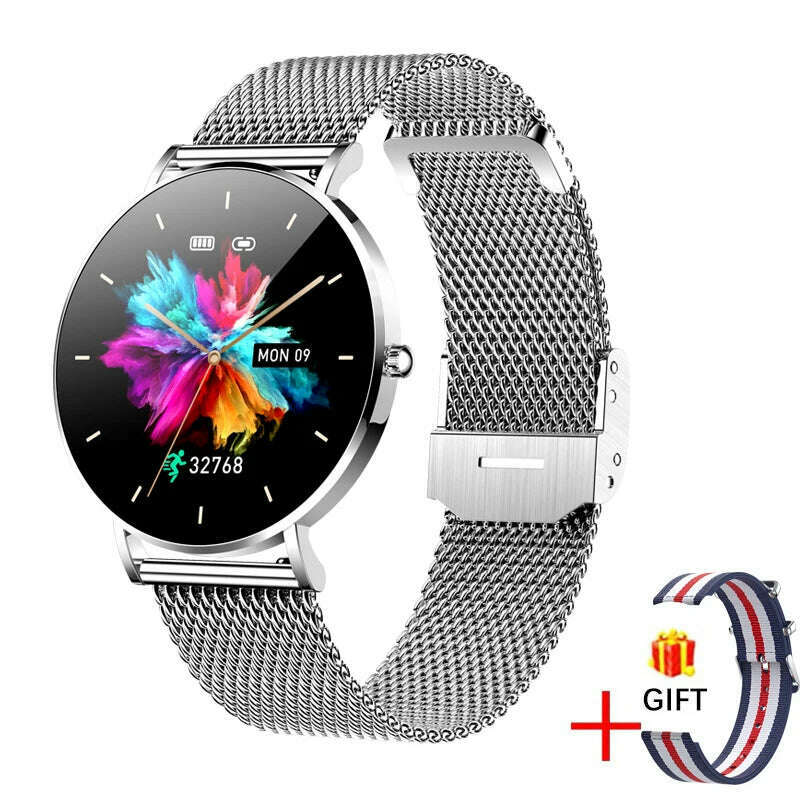 KIMLUD, 2024 Ultra Thin Smart Watch For Women Full Touch Screen IP67 Waterproof Ladies Watches Sports Fitness Tracker Women’s Smartwatch, mesh belt sliver, KIMLUD APPAREL - Womens Clothes