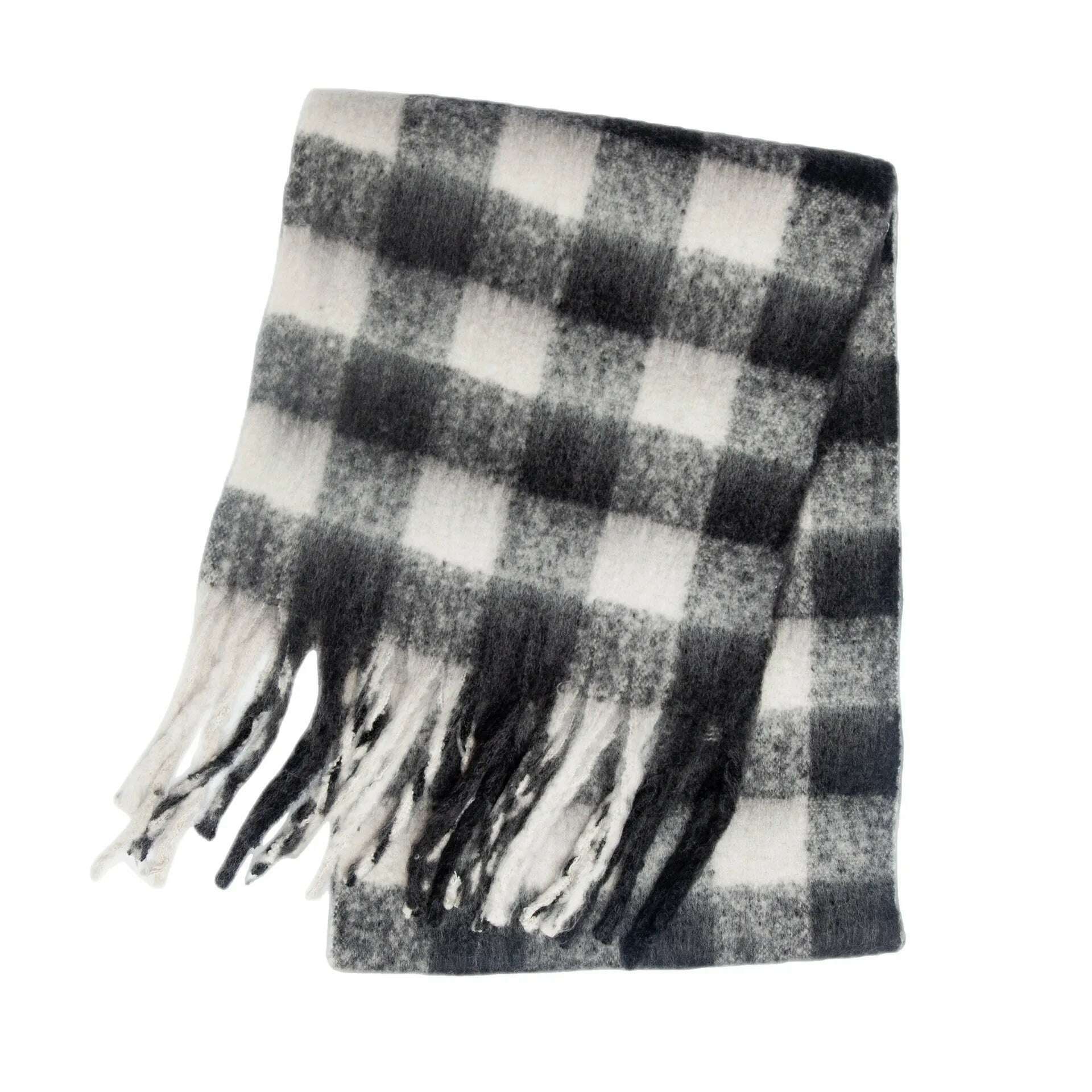 2024 Winter Thick Warm Scarf Women Cashmere Shawl and Wraps Pashmina Neckerchief Bufanda Female Rainbow Hairy Tessel Echarpe New - KIMLUD