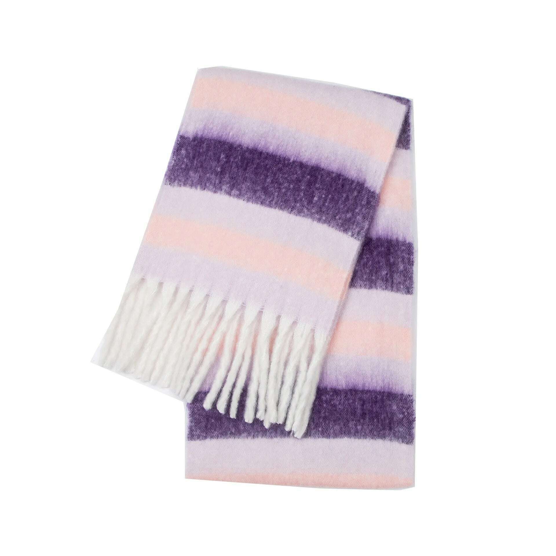 2024 Winter Thick Warm Scarf Women Cashmere Shawl and Wraps Pashmina Neckerchief Bufanda Female Rainbow Hairy Tessel Echarpe New - KIMLUD