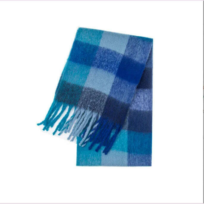 2024 Winter Thick Warm Scarf Women Cashmere Shawl and Wraps Pashmina Neckerchief Bufanda Female Rainbow Hairy Tessel Echarpe New - KIMLUD