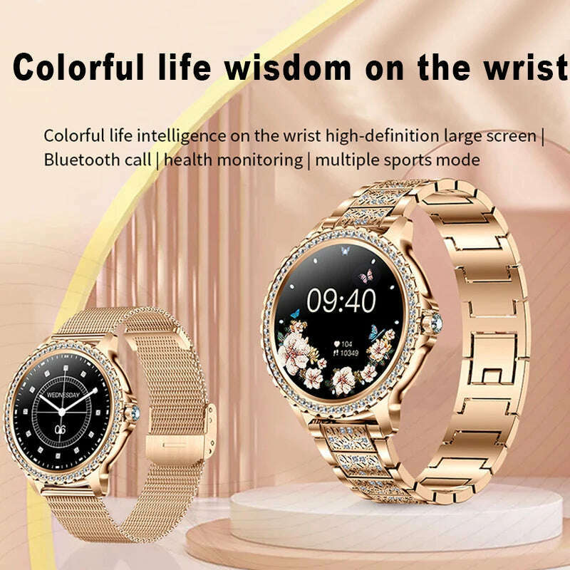 2024New Fashion Women Smart Watch 360*360 HD Screen Sports Bracelet Custom Dial Heart Rate Voice Call Smartwatch For Android IOS - KIMLUD