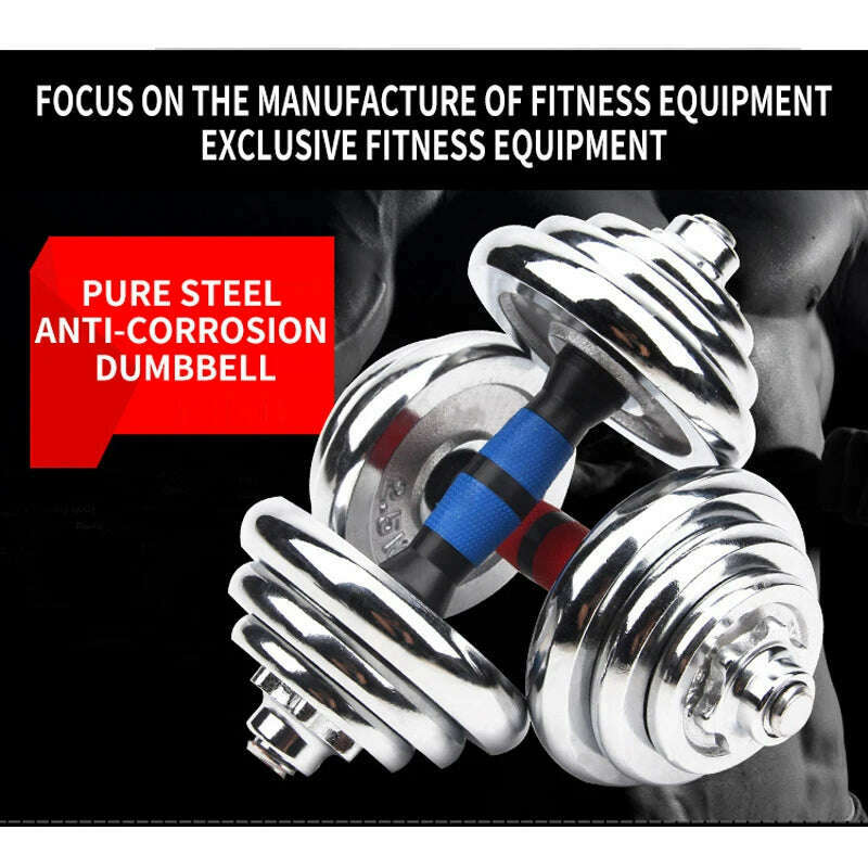 20KG Adjustable Weight Dumbells Fitness Dumbbell Electroplating Weight Bars Gym Dumbells Barbell Set For Men Body Building Home - KIMLUD