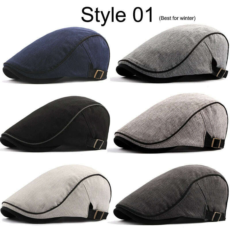 21 Types Men Berets 2021 Spring Autumn Winter Windproof Street Newsboy Beret Hat Retro England Hat Men Hats Peaked Painter Caps - KIMLUD