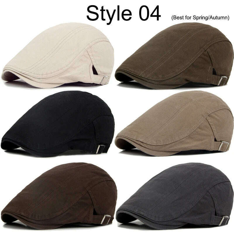 21 Types Men Berets 2021 Spring Autumn Winter Windproof Street Newsboy Beret Hat Retro England Hat Men Hats Peaked Painter Caps - KIMLUD