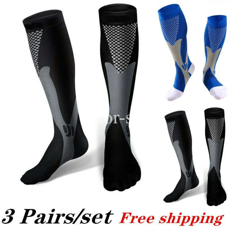 2/3/4 Pairs Compression Socks Knee High Sports Socks Medical Nursing Stockings Varicose Veins Socks Outdoor Cycling Socks - KIMLUD