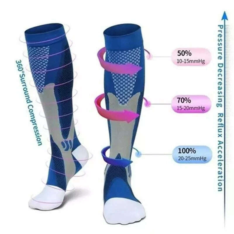 KIMLUD, 2/3/4 Pairs Compression Socks Knee High Sports Socks Medical Nursing Stockings Varicose Veins Socks Outdoor Cycling Socks, KIMLUD Womens Clothes