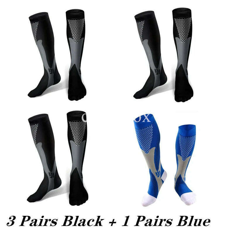 KIMLUD, 2/3/4 Pairs Compression Socks Knee High Sports Socks Medical Nursing Stockings Varicose Veins Socks Outdoor Cycling Socks, MIX004-74 / XXL, KIMLUD APPAREL - Womens Clothes