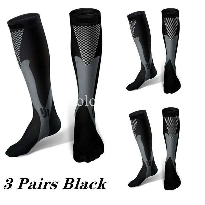 KIMLUD, 2/3/4 Pairs Compression Socks Knee High Sports Socks Medical Nursing Stockings Varicose Veins Socks Outdoor Cycling Socks, MIX003-64 / L-XL, KIMLUD APPAREL - Womens Clothes