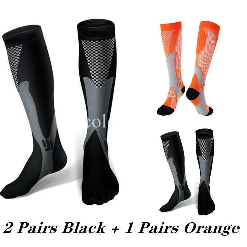 KIMLUD, 2/3/4 Pairs Compression Socks Knee High Sports Socks Medical Nursing Stockings Varicose Veins Socks Outdoor Cycling Socks, MIX003-281 / XXL, KIMLUD APPAREL - Womens Clothes