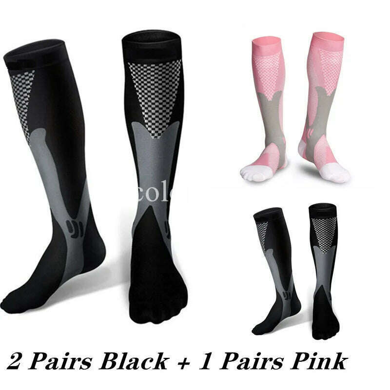 KIMLUD, 2/3/4 Pairs Compression Socks Knee High Sports Socks Medical Nursing Stockings Varicose Veins Socks Outdoor Cycling Socks, MIX003-280 / XXL, KIMLUD APPAREL - Womens Clothes