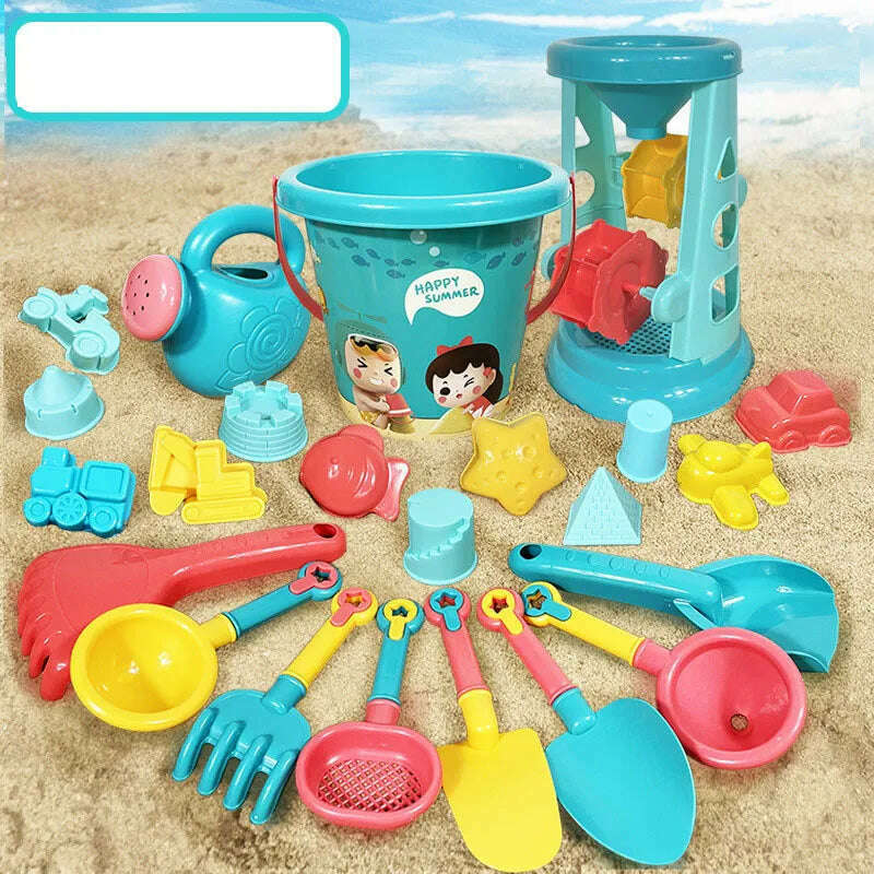 KIMLUD, 23PCS Summer Beach Set Toys For Kids Digging Sand Plastic Bucket Watering Bottle Shovels Children Beach Water Game Toys Tools, KIMLUD Womens Clothes