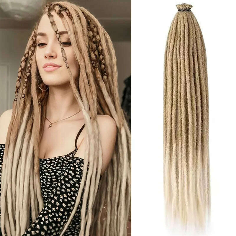 24 Inch Synthetic Dreadlock Hair Extensions 10 Root/Lot Hippie Single Ended Dreads Loc Extensions Reggae Style Crochet Hair - KIMLUD