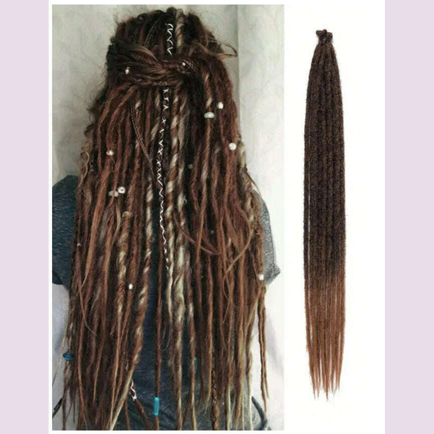 KIMLUD, 24 Inch Synthetic Dreadlock Hair Extensions 10 Root/Lot Hippie Single Ended Dreads Loc Extensions Reggae Style Crochet Hair, 1BT30 / 24inches, KIMLUD APPAREL - Womens Clothes